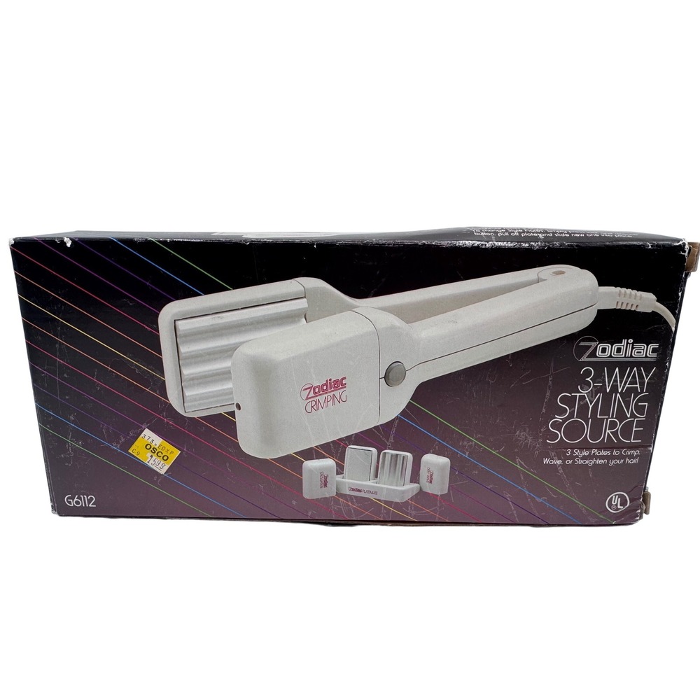 Vintage 1988 Zodiac Crimping Iron PlateMate Styling Tool Hair‎ Styler NOS Rare